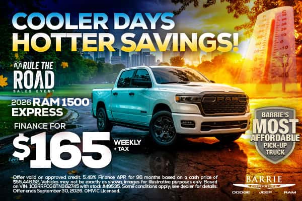 2026 Ram 1500 Express Barrie's Most Affordable Pick-up Truck Finance For Only $165 Weekly